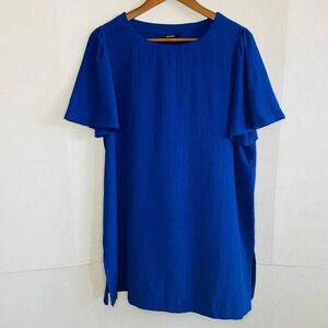 ALFANI Size Large Blouse - Blue Tunic Top Crinkle Lightweight